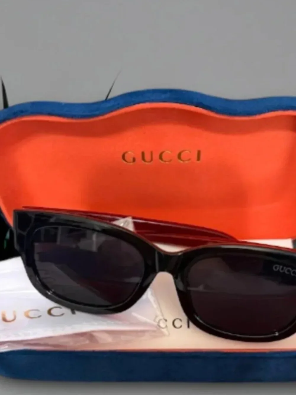 Black Square Sunglasses Gold GG Logo With Case